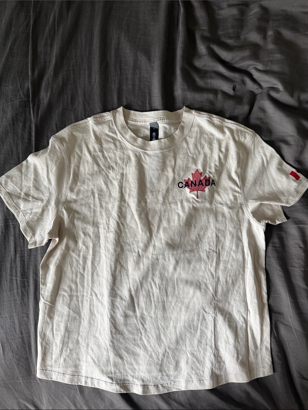 lululemon athletica White Short Sleeve Tee with Red Canada Maple Logo